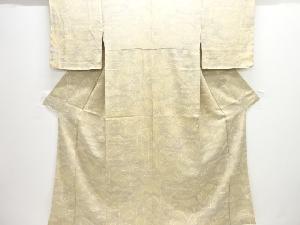 縮緬地　雲に草葉模様付け下げ小紋着物